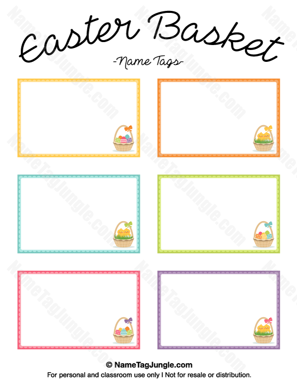 Printable Easter Basket Name Tags