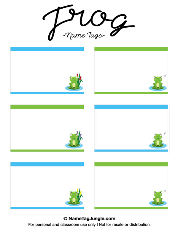 Printable Frog Name Tags