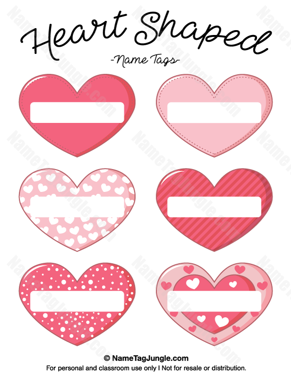 Printable Heart Shaped Name Tags