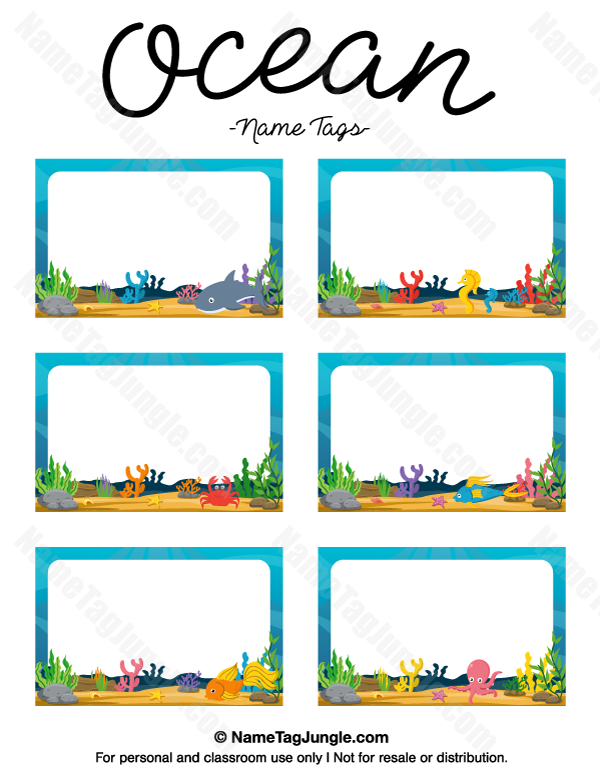 Free Printable Under The Sea Name Tags Printable Word Searches