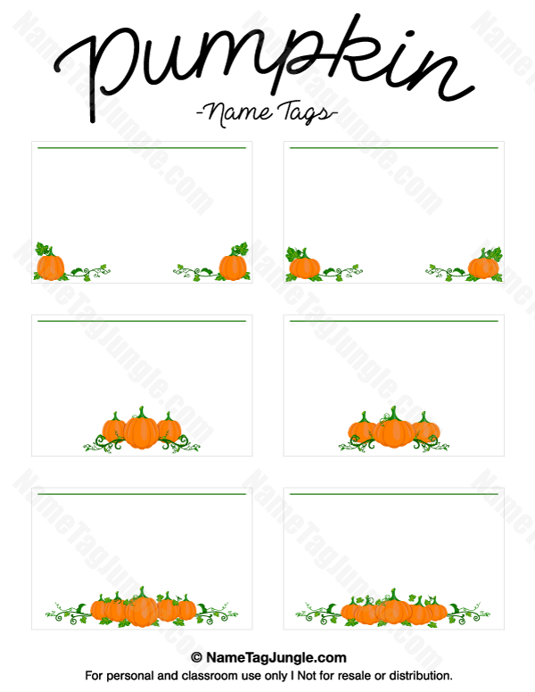 Printable Pumpkin Name Tags