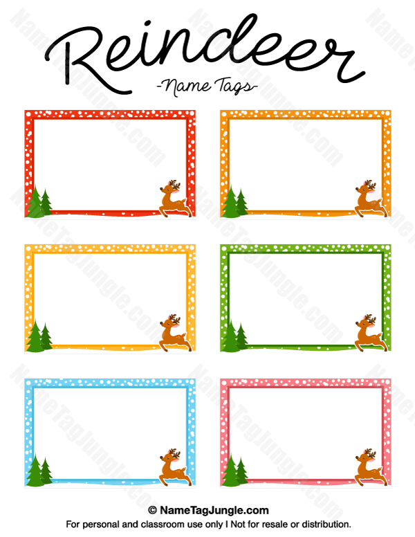 Printable Reindeer Name Tags