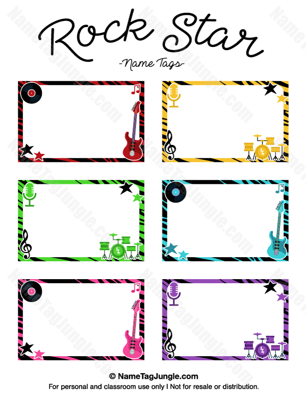Printable Rock Star Name Tags