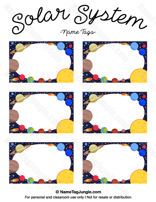 Solar System Name Tags