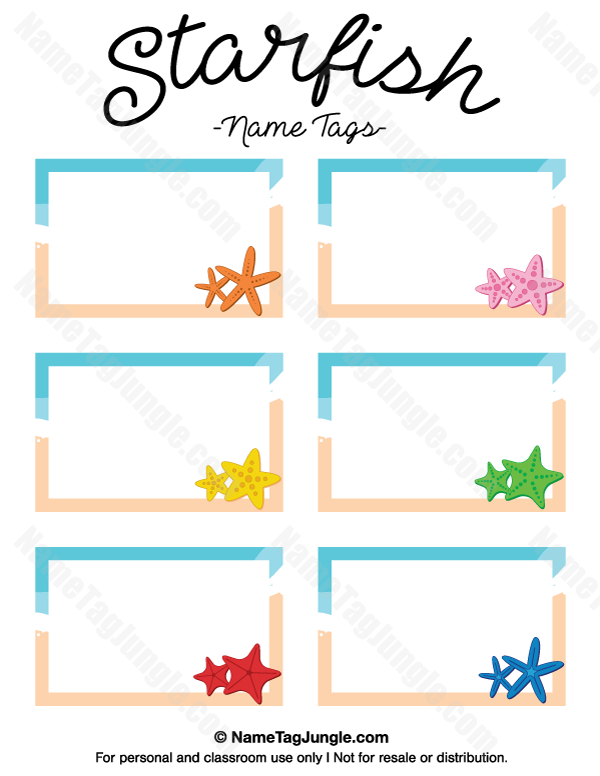 Printable Starfish Name Tags