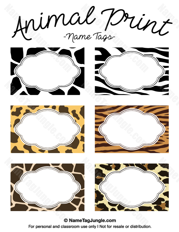 Animal Print Name Tags