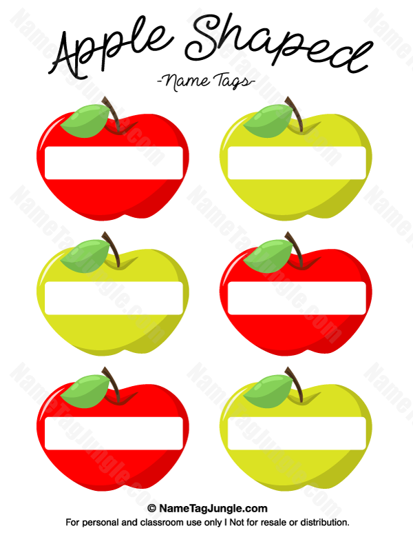 Printable Apple Shaped Name Tags