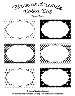 Black and White Polka Dot Name Tags