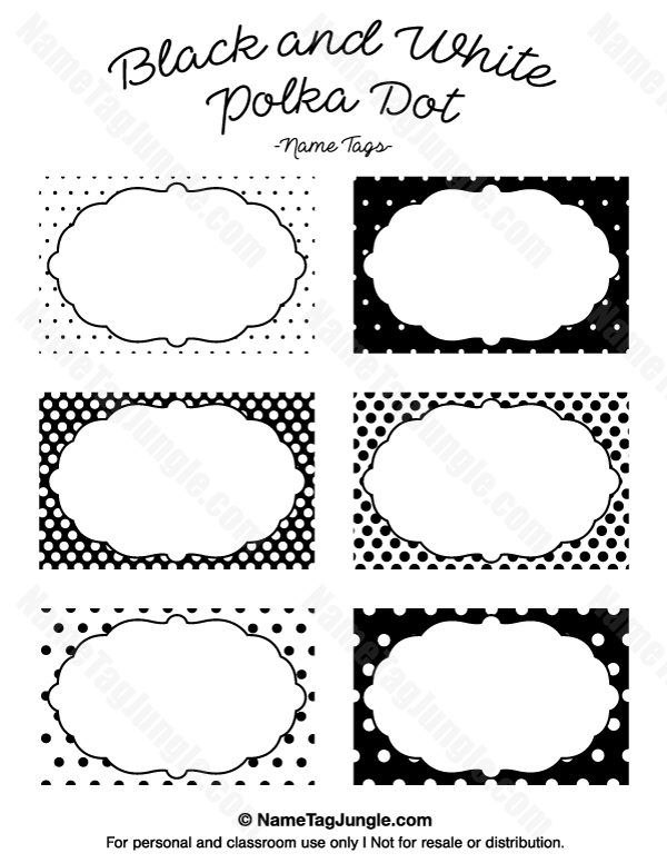 Black and White Polka Dot Name Tags