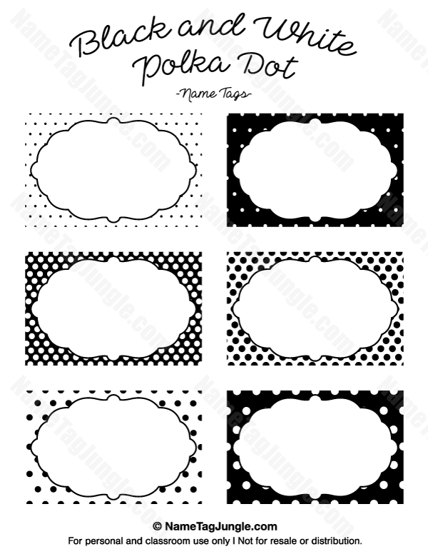 Black And White Name Tags For Kids