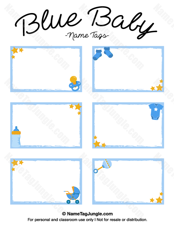 Blue Baby Name Tags