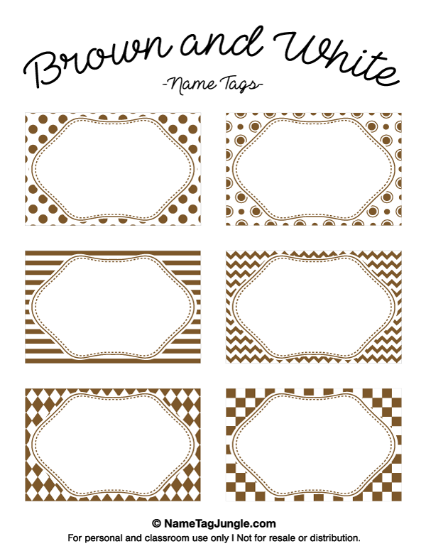 Printable Brown And White Name s