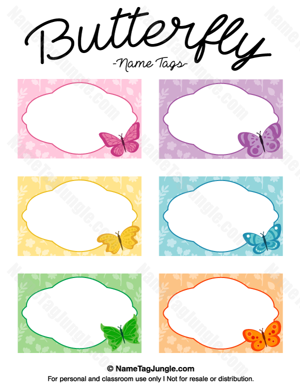 Printable Butterfly Name Tags