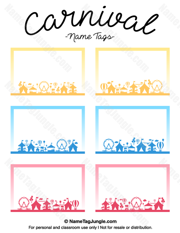 Printable Carnival Name Tags