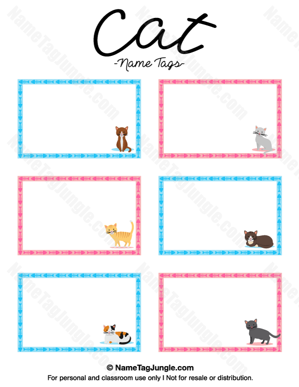 Printable Cat Name Tags