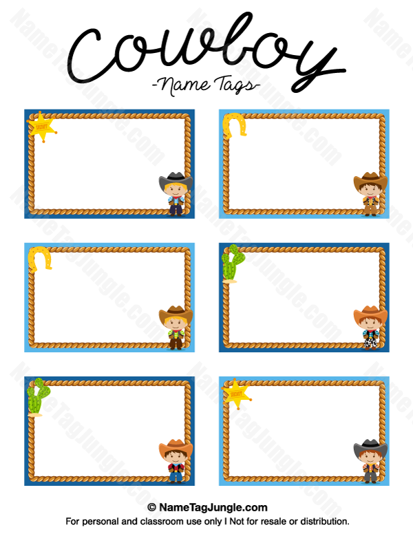 Printable Cowboy Name Tags