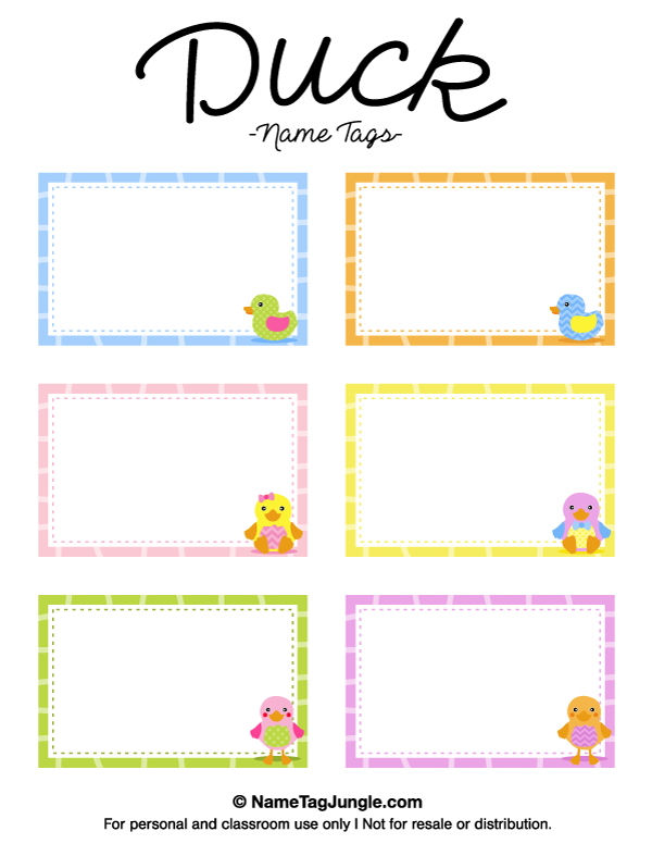 Printable Duck Name Tags