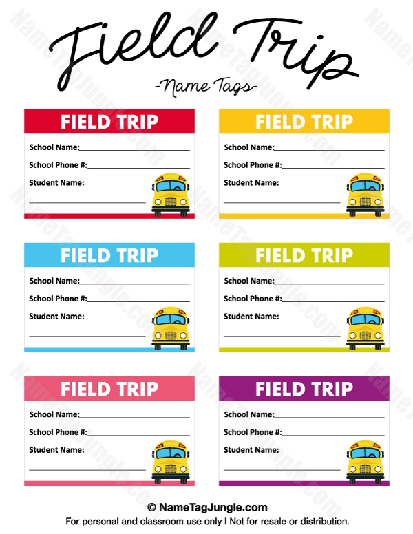 Field Trip Name Tags