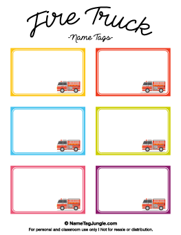 Fire Truck Name Tags