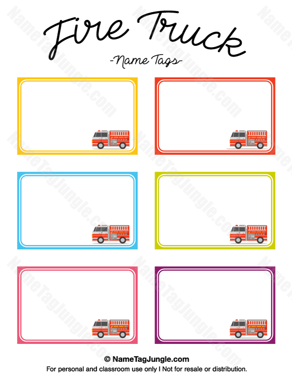 Fire Truck Name Tags