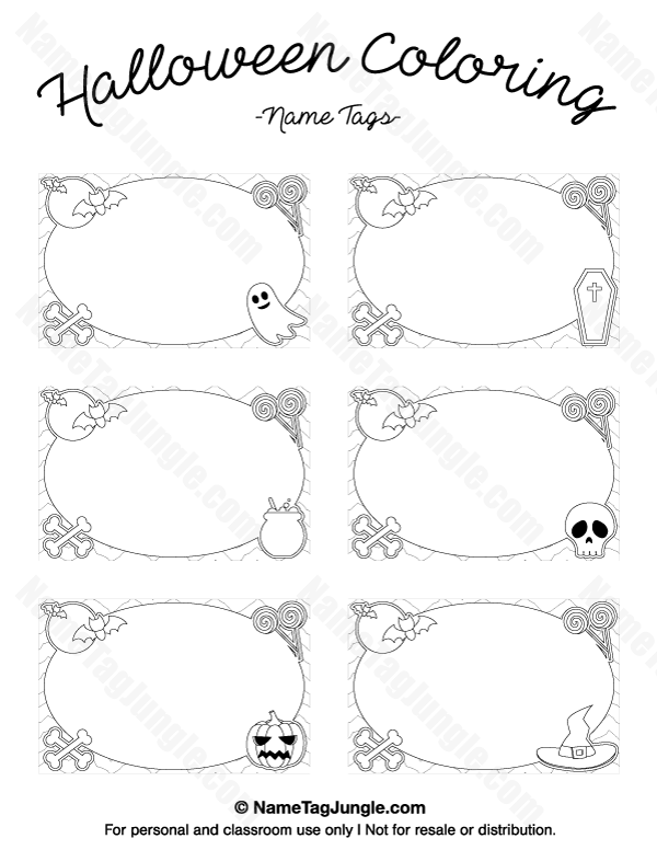 Halloween Coloring Name Tags