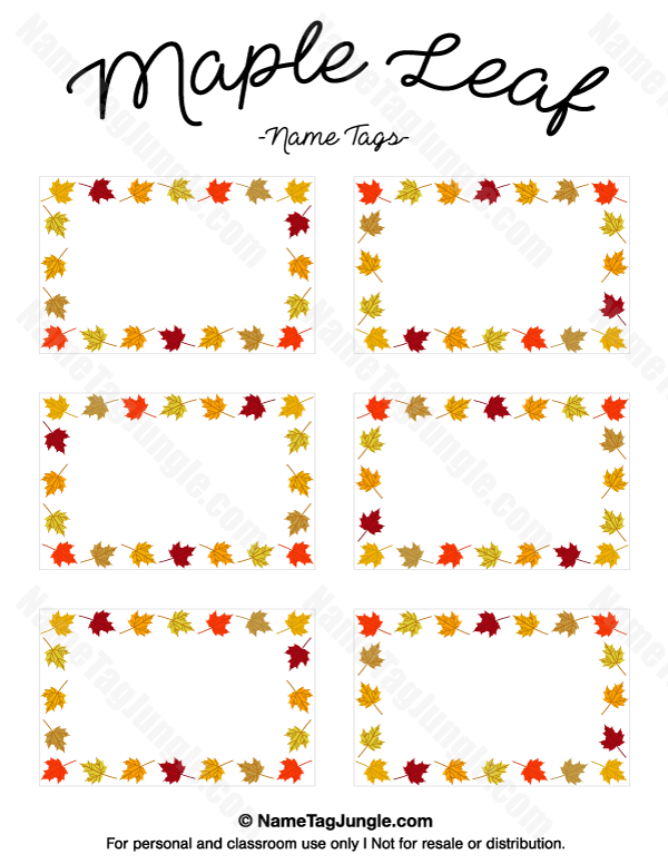 Printable Maple Leaf Name Tags