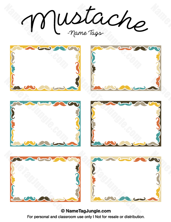 Mustache Name Tags
