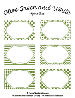 Olive Green and White Name Tags