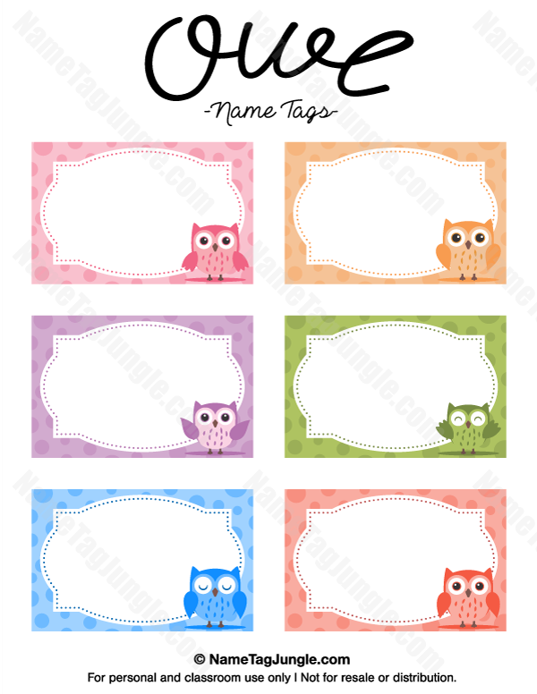 Printable Owl Name Tags