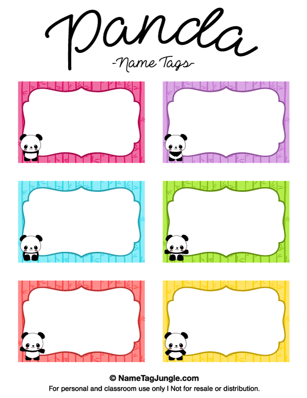 Printable Panda Name Tags