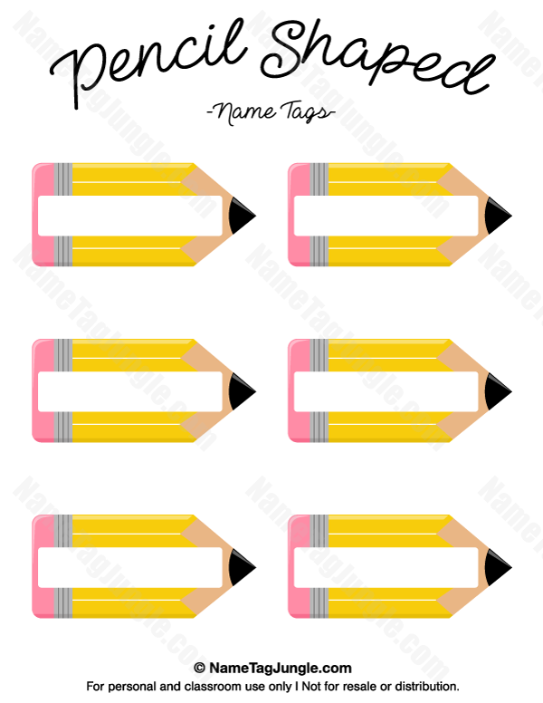 Printable Pencil Shaped Name Tags