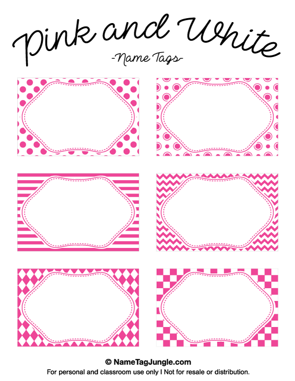 Pink and White Name Tags