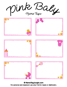Pink Baby Name Tags