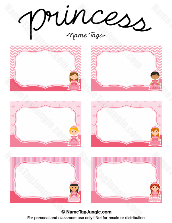 Printable Princess Name Tags