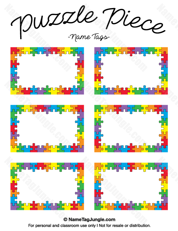 Puzzle Piece Name Tags