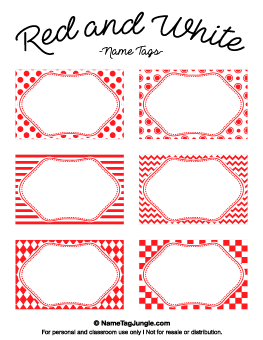 Red and White Name Tags