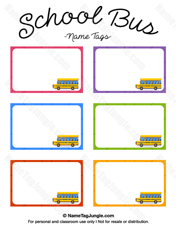 School Bus Name Tags