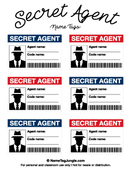 Secret Agent Name Tags