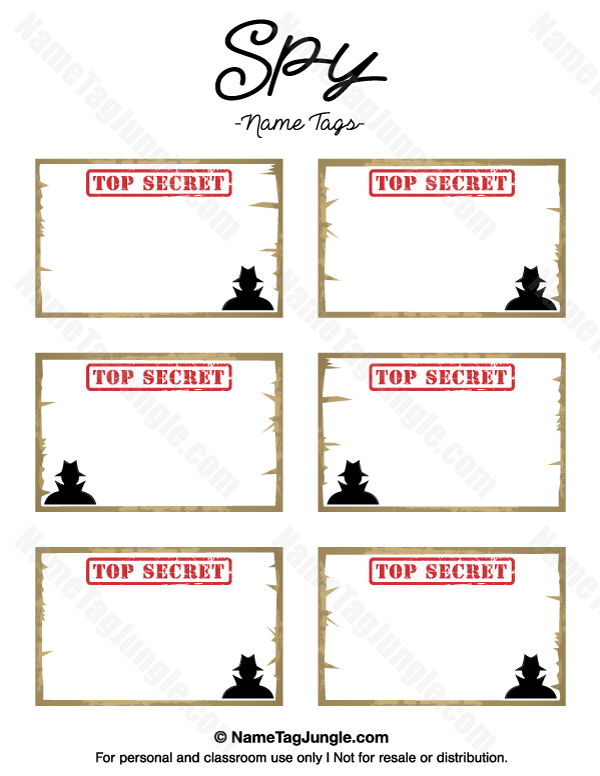 Printable Spy Name Tags Gambaran