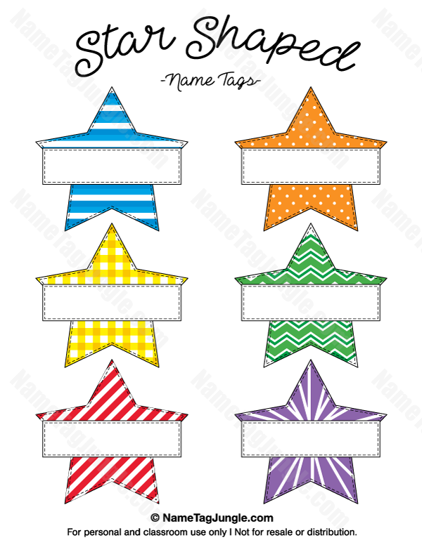 Printable Star Shaped Name Tags