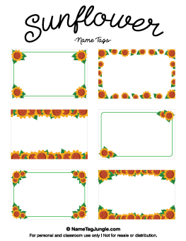 Sunflower Name Tags