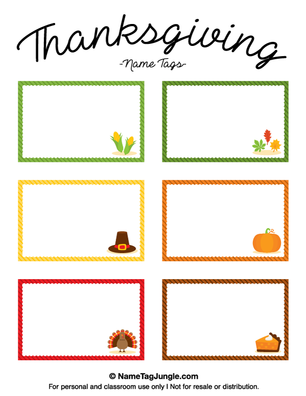 Printable Thanksgiving Name Tags