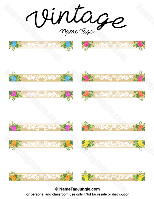 printable vintage name tags