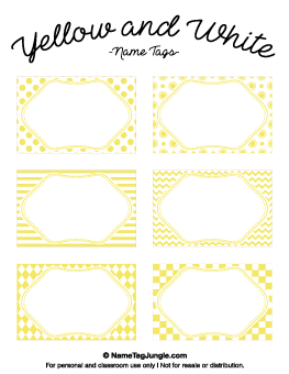 Yellow and White Name Tags