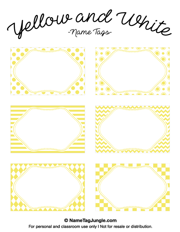 Yellow and White Name Tags