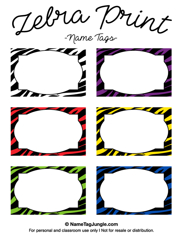 Zebra Print Name Tags