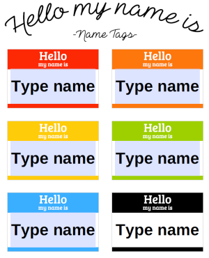 Editable PDF template for name tags